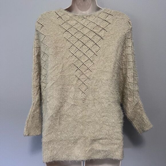 Lauren Michelle Pale Yellow Batwing Sweater Size L - Picture 4 of 6